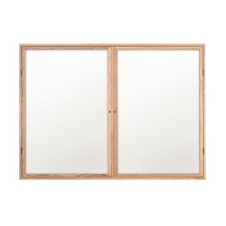 48x36 2-Door Wet/Dry Erase,White Porcelain/Lt Oak Frame